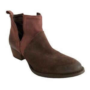 Journee Signature Dempsy Distressed Leather Bootie Burgundy Brown 8.5